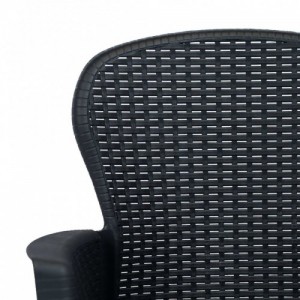 2 db antracit rattan hatású műanyag kerti szék párnával