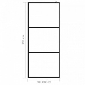 Fekete zuhanyfal átlátszó ESG üveggel 100 x 195 cm