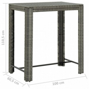 Szürke polyrattan kerti bárasztal 100 x 60,5 x 110,5 cm