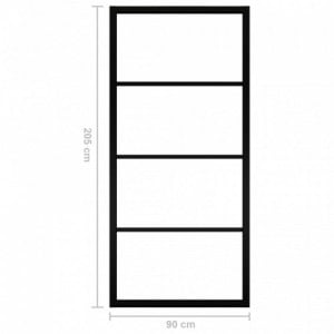 Fekete alumínium és ESG üveg tolóajtó 90 x 205 cm