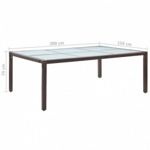 Barna polyrattan kültéri étkezőasztal 200 x 150 x 74 cm