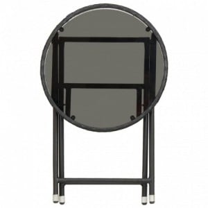 Fekete polyrattan és edzett üveg teázóasztal 60 cm