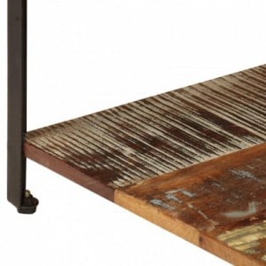 Tömör újrahasznosított fa dohányzóasztal polccal 100x60x35 cm