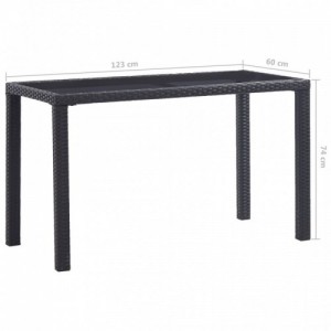Fekete polyrattan kerti asztal 123 x 60 x 74 cm