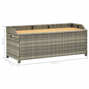 Szürke polyrattan kerti tárolópad 120 cm