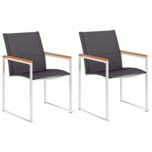2 db szürke textilén és rozsdamentes acél kerti szék