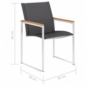 4 db szürke textilén és rozsdamentes acél kerti szék
