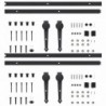 2 darabos fekete acél tolóajtó-szerelvényszett 200 cm