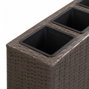 Barna polyrattan kerti magaságyás 4 kaspóval 80 x 22 x 79 cm