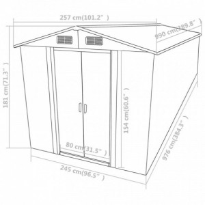 Zöld horganyzott acél kerti fészer 257 x 990 x 181 cm