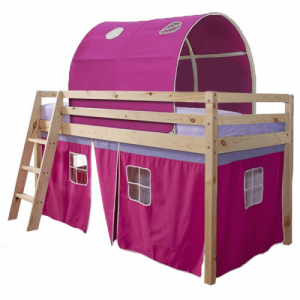Magasított ágy, természetes|rózsaszín, 90x200, INDIGO
