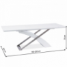 Meghosszabbítható étkezőasztal, fehér extra magasfényű HG|fém, 160-220x90 cm, KROS