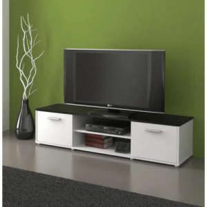 TV asztal, fehér|fekete, ZUNO NEW 01