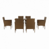 Kerti garnitúra, étkezőasztal+6db szék, rattan, méz|krém, GARDEN