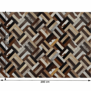 Luxus bőrszőnyeg, barna|fekete|bézs, patchwork, 140x200 , bőr TIP 2