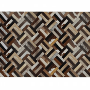 Luxus bőrszőnyeg, barna|fekete|bézs, patchwork, 200x300 , bőr TIP 2