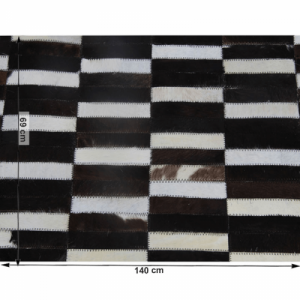 Luxus bőrszőnyeg,  barna |fekete|fehér, patchwork, 69x140, bőr TIP 6