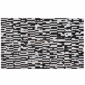 Luxus bőrszőnyeg, barna |fekete|fehér, patchwork, 141x200, bőr TIP 6