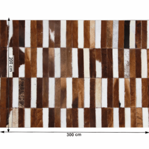 Luxus bőrszőnyeg, barna |fehér, patchwork, 201x300, bőr TIP 5