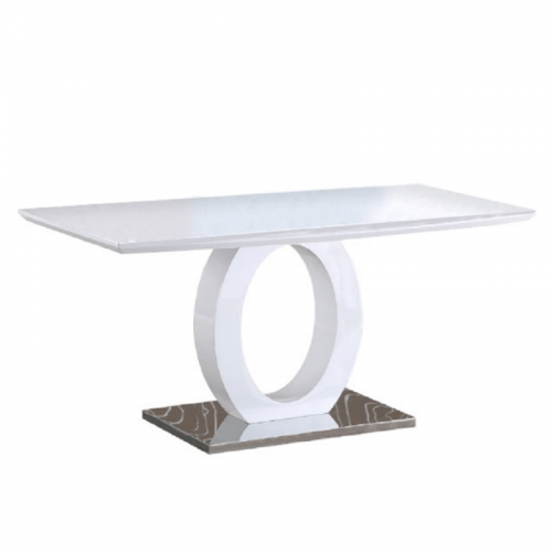 Étkezőasztal, fehér magas fény|acél, 150x80 cm, ZARNI