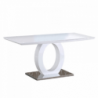 Étkezőasztal, fehér magas fény|acél, 150x80 cm, ZARNI