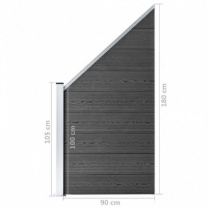 Fekete WPC kerítéspanelszett 446 x (105-186) cm