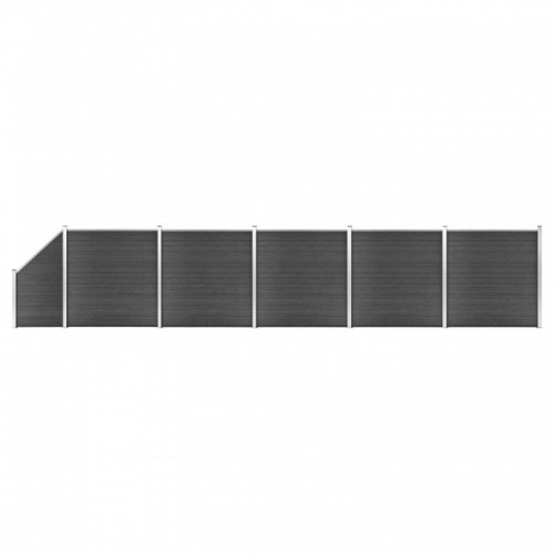 Fekete WPC kerítéspanelszett 965 x (105-186) cm
