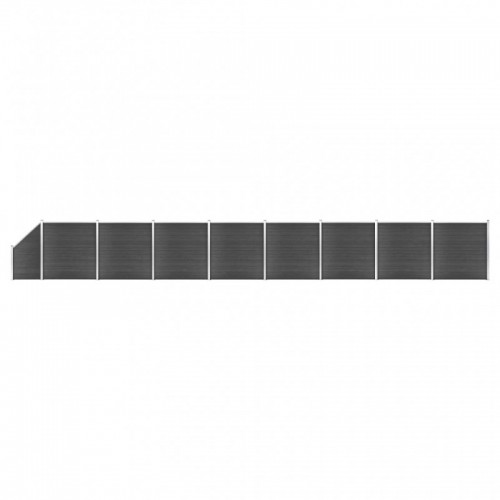 Fekete WPC kerítéspanelszett 1484 x (105-186) cm