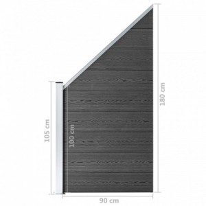 Fekete WPC kerítéspanelszett 1484 x (105-186) cm