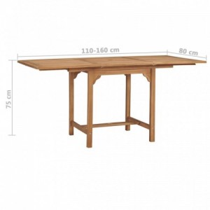 Kihúzható tömör tíkfa kerti asztal (110-160) x 80 x 75 cm