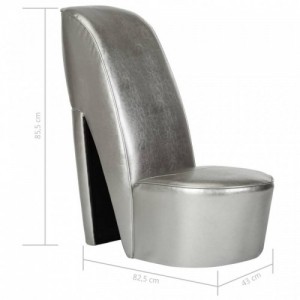 Ezüstszínű magas sarkú cipő formájú műbőr szék