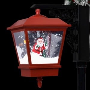 Fekete|piros PVC karácsonyi utcai lámpa Mikulással 81x40x188 cm