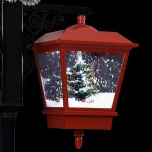 Fekete|piros PVC karácsonyi utcai lámpa Mikulással 81x40x188 cm