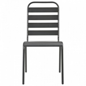 4 darab sötétszürke acél kültéri szék lécezett dizájnnal
