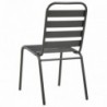4 darab sötétszürke acél kültéri szék lécezett dizájnnal