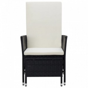 Fekete dönthető háttámlás polyrattan kerti szék párnákkal