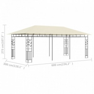 Krémszínű pavilon szúnyoghálóval 6 x 3 x 2,73 m