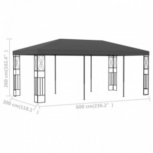 Antracitszürke szövetpavilon 3 x 6 m