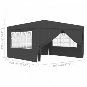 Antracitszürke rendezvénysátor oldalfalakkal 4 x 4 m 90 g|m²