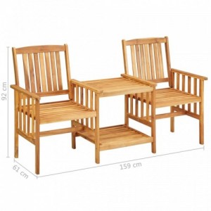 Tömör akácfa kerti székek teázóasztallal és párnákkal