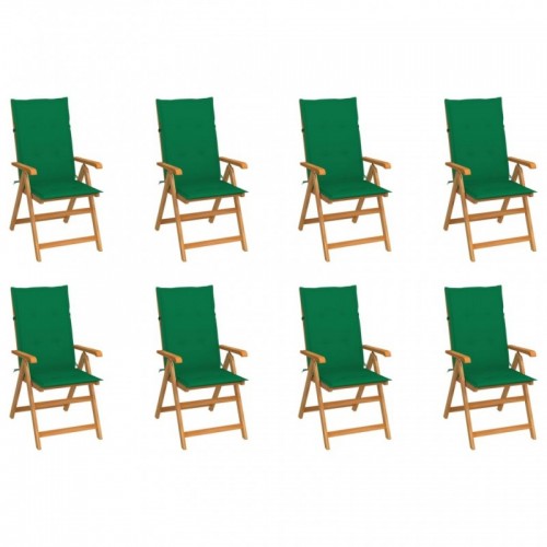 8 db dönthető tömör tíkfa kerti szék párnákkal