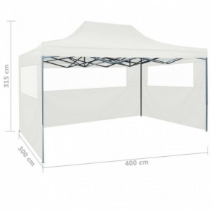 Fehér acél összecsukható rendezvénysátor 3 oldalfallal 3 x 4 m