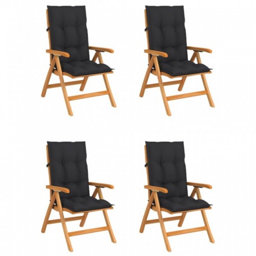 4 db dönthető tömör tíkfa kerti szék párnával