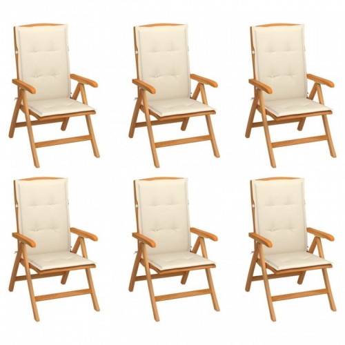 6 db dönthető tömör tíkfa kerti szék párnával