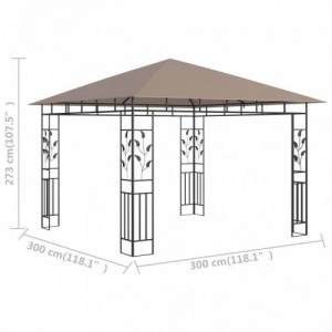 Tópszínű pavilon szúnyoghálóval 3 x 3 x 2,73 m 180 g|m²