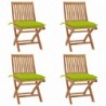 4 db összecsukható tömör tíkfa kerti szék párnákkal
