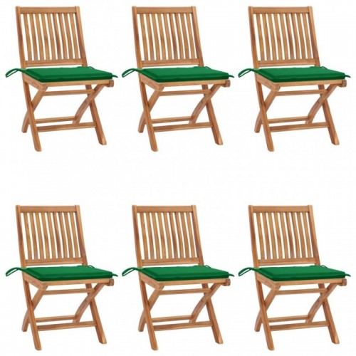 6 db összecsukható tömör tíkfa kerti szék párnával