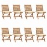 8 db összecsukható tömör tíkfa kerti szék párnával