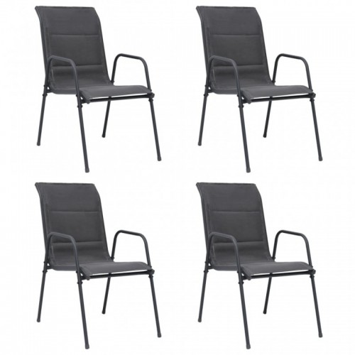 4 db antracitszürke rakásolható acél és textilén kerti szék