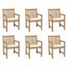 6 db tömör tíkfa kerti szék krémszínű párnákkal